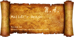 Mallár Anton névjegykártya